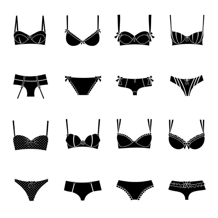 13067789 - a set of 16 female underwear icons isolated on white background