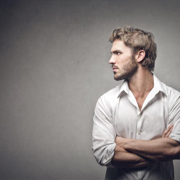 18539377 - profile of handsome man on gray background