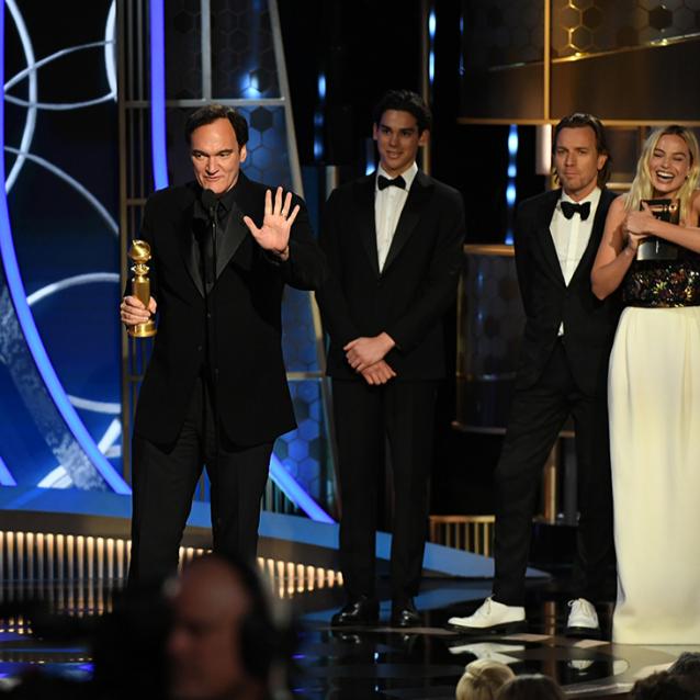 Złote Globy 2020, Quentin Tarantino odbiera nagrodę za najlepszy scenariusz do filmu „Pewnego razu... w Hollywood” (Fot. materiały prasowe)