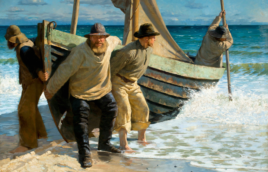 Oscar Björck, Szwecja, „Wodowanie łodzi. Skagenˮ, 1884 (Fot. materiały prasowe/Art Museums of Skagen)