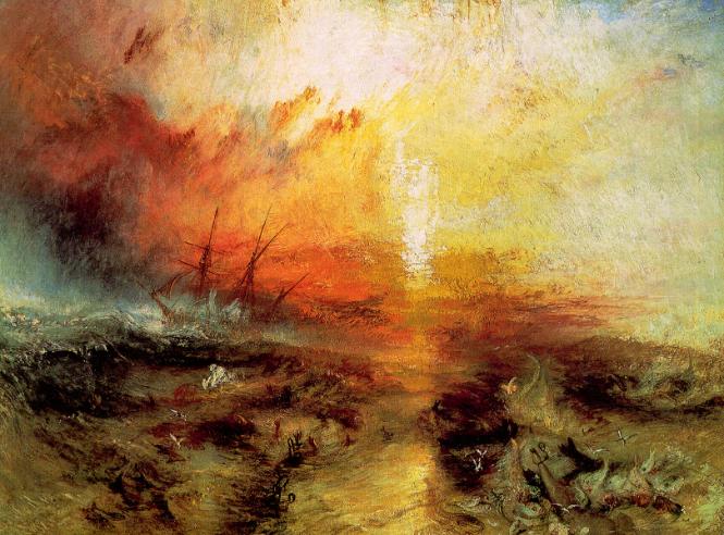 Wiliam Turner, „Statek niewolniczy” (1840), obraz nawiązujący do niesławnego rejsu statku „Zong”. (Fot. Getty Images)