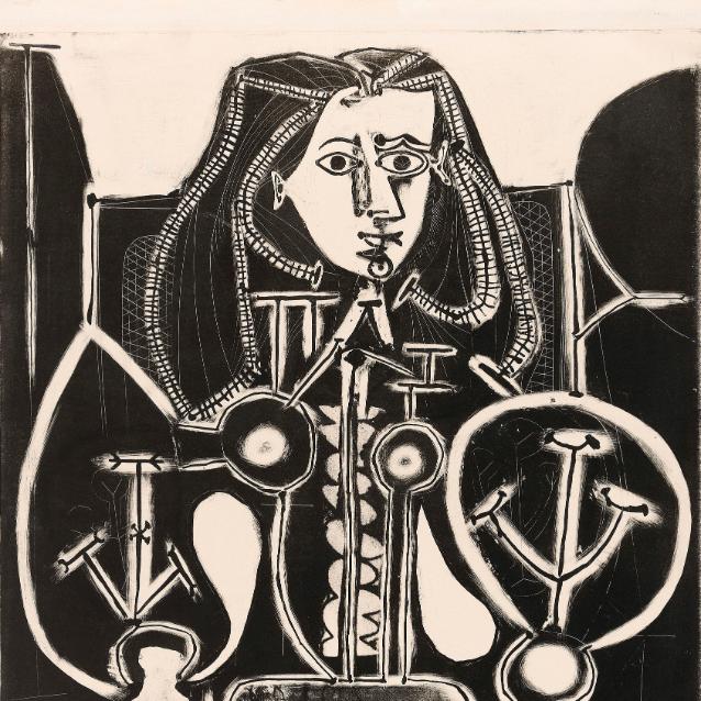 Pablo Picasso Kobieta w fotelu nr 4 1949 litografia, papier Muzeum Narodowe w Warszawie (Fot. © Succession Picasso 2023/materiały prasowe)