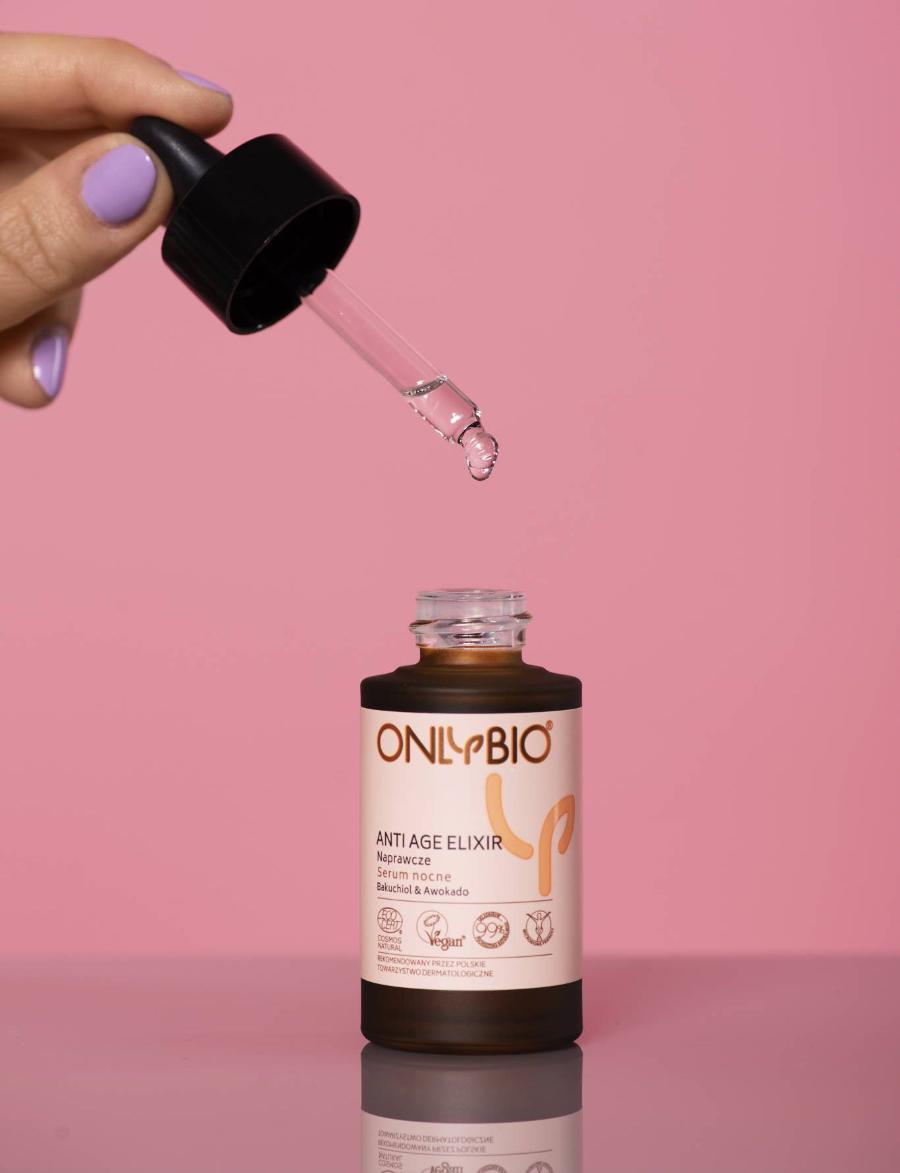  OnlyBio, AntiAge Elixir, naprawcze serum nocne, bakuchiol & awokado. 44,99 zł/30 ml