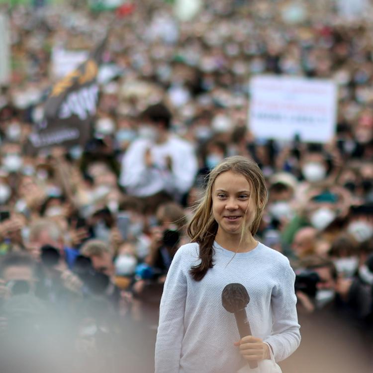 Greta Thunberg na globalnym strajku klimatycznym w Berlinie, 24 września 2021 r. (Fot. Christian Manga/Reuters/Forum)