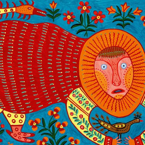 „Dzika wydra złapała ptaka” (1984); (Dzięki uprzejmości National Museum of Ukrainian Folk Decorative Art)