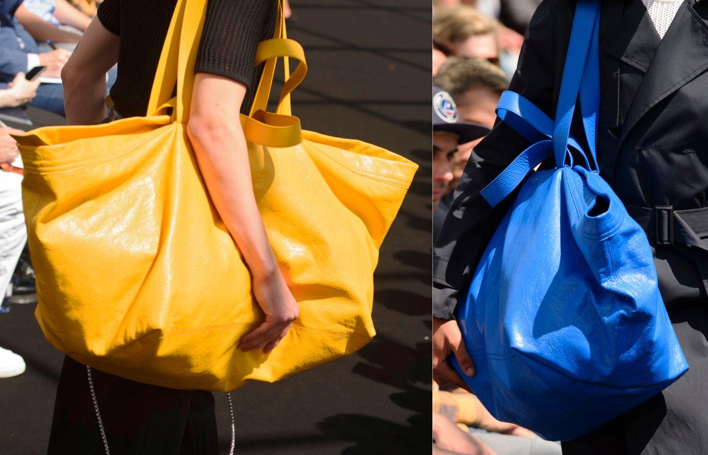 Modele inspirowane kultową torbą Frakta Ikea. Pokaz męskiej kolekcji Balenciagi na wiosnę–lato 2017 (Fot. Spotlight)