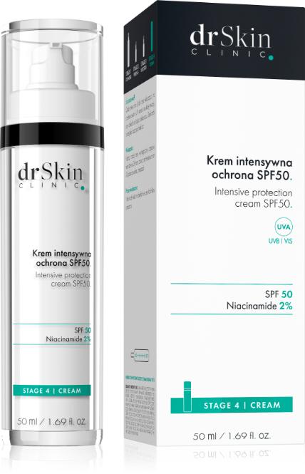 drSkin Clinic, krem intensywana ochrona 2% niacynamid +SPF50, 69 zł/50 ml
