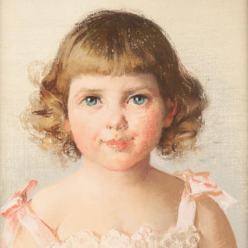 Anna Bilińska-Bohdanowiczowa (1857 Złotopole na Ukrainie-1893 Złotopole na Ukrainie), Portret dziewczynki w różowej sukience, 1889 (Fot. materiały prasowe DESA Unicum)