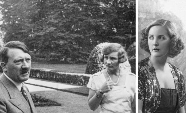 Adolf Hitler z kobietą zidentyfikowaną później jako Unity Mitford. Obok: Portret młodej Unity (1937). (Fot. BEW, Forum)