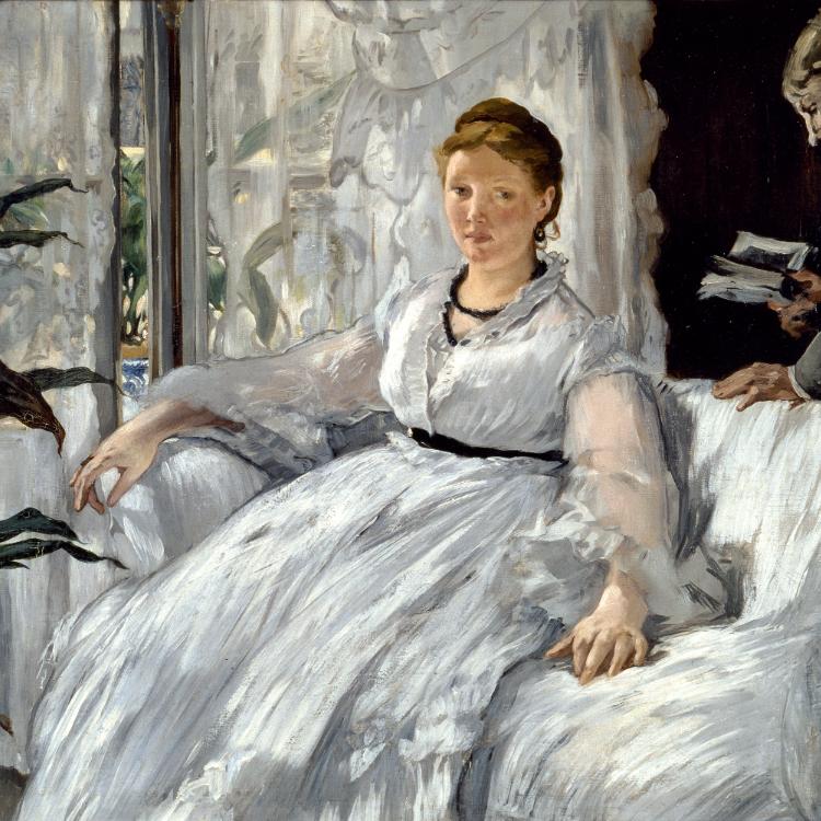 „Lektura” (1848–1883). Manet namalował tu żonę i dorosłego syna. (Fot. materiały prasowe Musée d’Orsay)