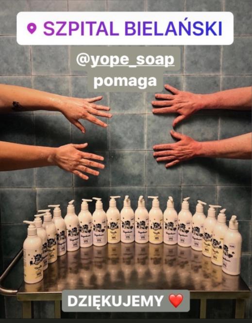  Marka YOPE przekazała mydła w płynie oraz kremy do rąk polskim szpitalom.