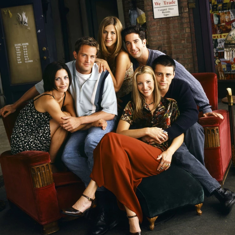 Obsada „Przyjaciół”. Od lewej: Courteney Cox, Matthew Perry, Jennifer Aniston, David Schwimmer, Lisa Kudrow i Matt LeBlanc (Fot. Album Online/East News)
