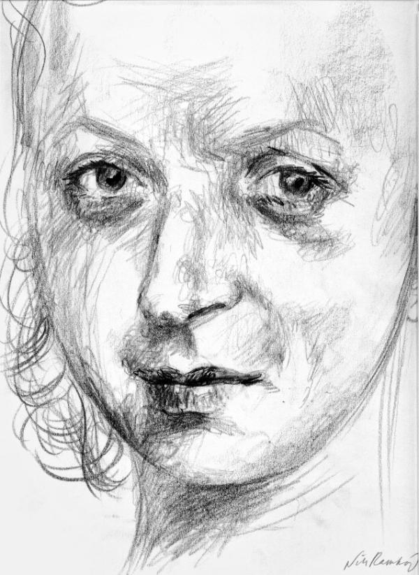 Portret Fridy wykonany na podstawie zdjęcia jej syna Bertholda, wówczas ponadtrzydziestoletniego. (Szkic ze zbiorów Niny F. Grunfeld)