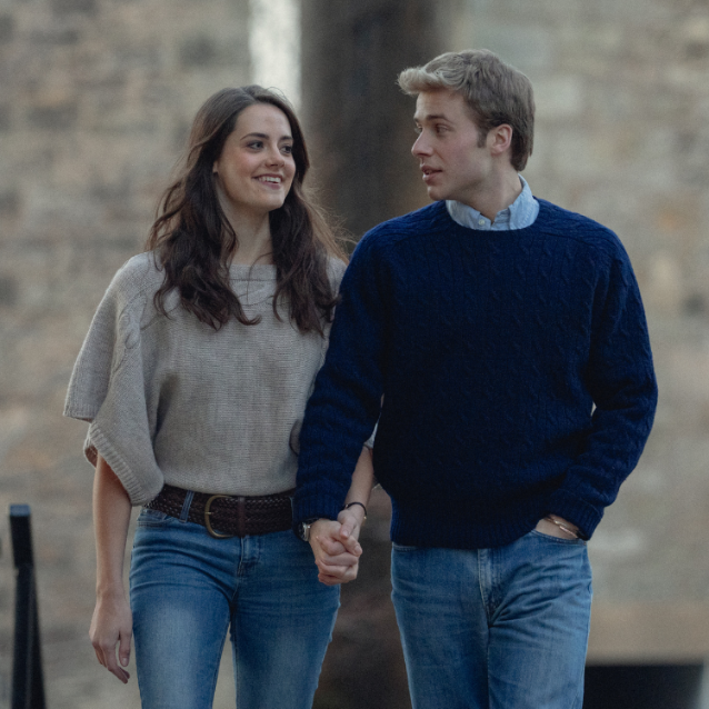 Meg Bellamy jako Kate Middleton i Ed McVey jako książę William w szóstym sezonie popularnego serialu Netflixa „The Crown” (Fot. materiały prasowe Netflix)