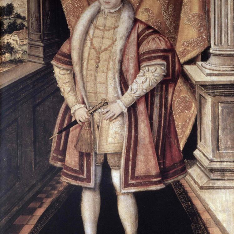 FORUM / Przedstawienie Króla Anglii Edwarda IV (12.10.1537 - 6.7.1553) w płaszczu podszytym futrem autorstwa flamandzkiego malarza Hansa Eworth'a