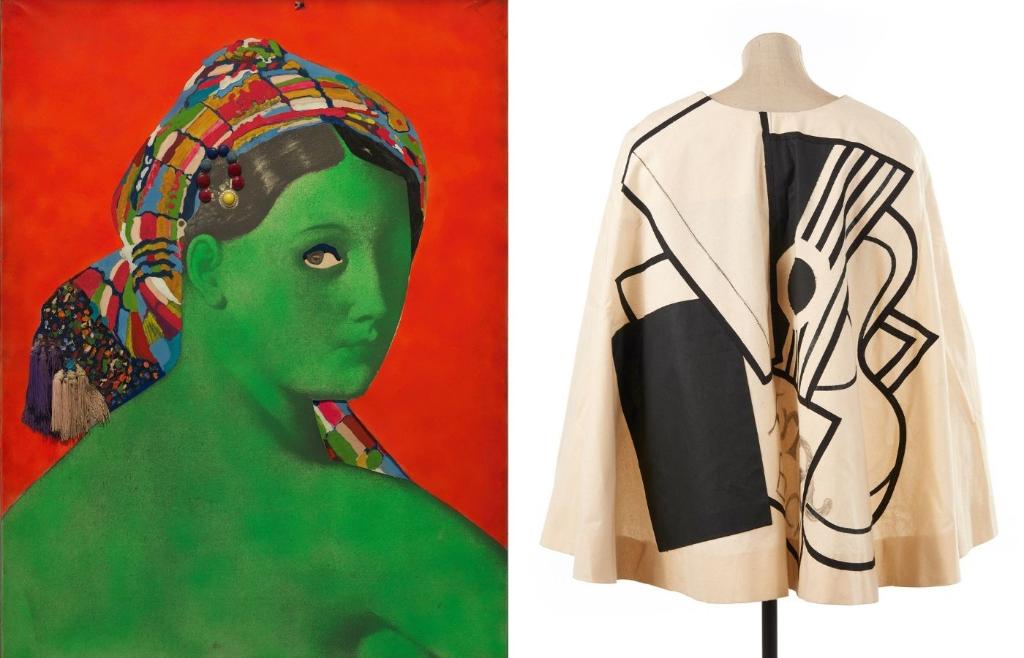 Obraz „Made in Japan. La Grande Odalisque” (1964) Martiala Raysse’a. I peleryna (1988) będąca hołdem dla kubisty Georges’a Braque’a. (Fot. materiały prasowe)