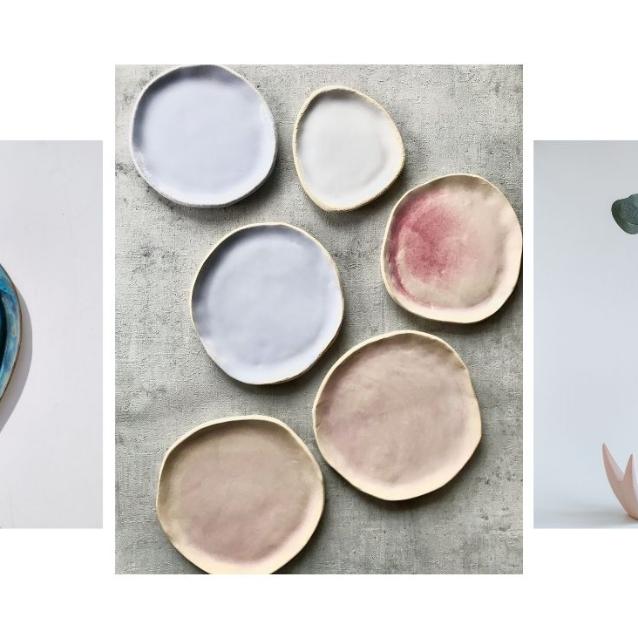 Od lewej: patera MUAStudios, talerze Projekt Ładniej, wazon ENDE Ceramics. (Fot. materiały prasowe)