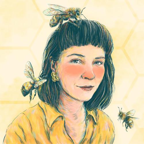  Diana Dyba, autorka akcji Zróbmy to razem dla pszczół. Ilustracja autorstwa Natalii Chachuj.