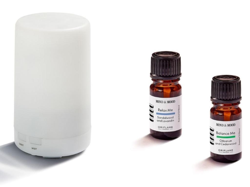  Dyfuzor i olejki aromaterapeutyczne Oriflame 79,99 zł  i 169,99 zł za olejek 5 ml.